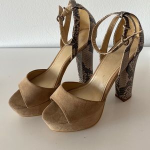 Suede platform heel